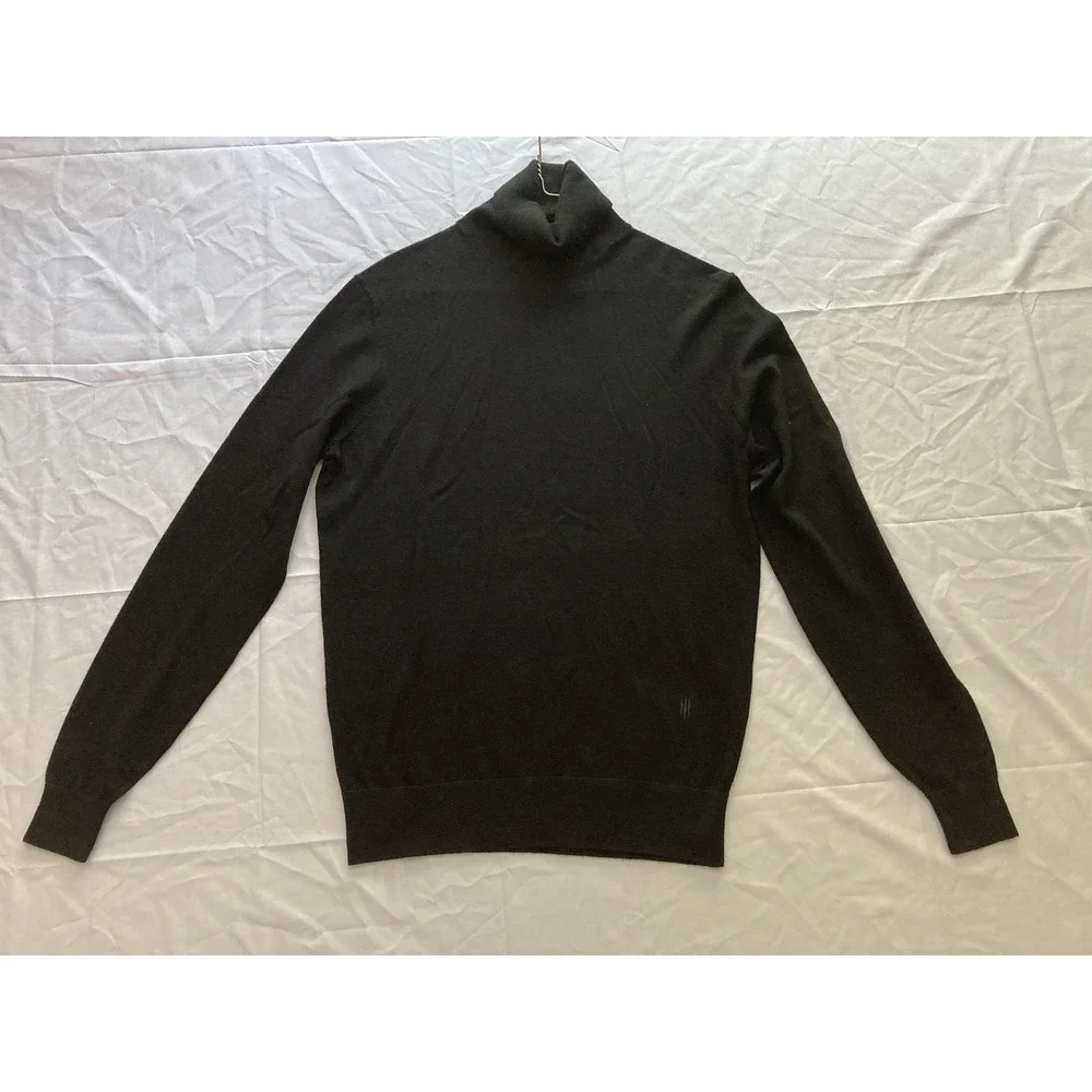 Vtg De Fursac Sweater Men S Blk Merino Wool Turtleneck Pullover Lightweight Knit